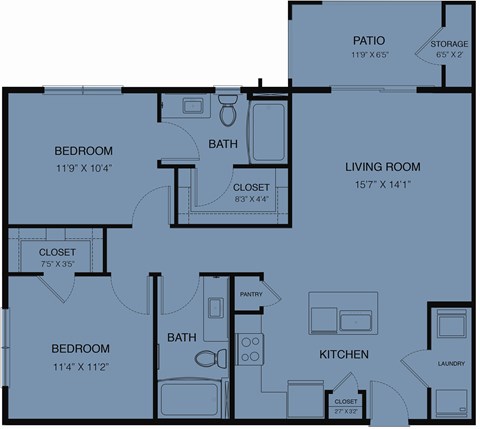 A blueprint of a house layout with labeled rooms and dimensions.